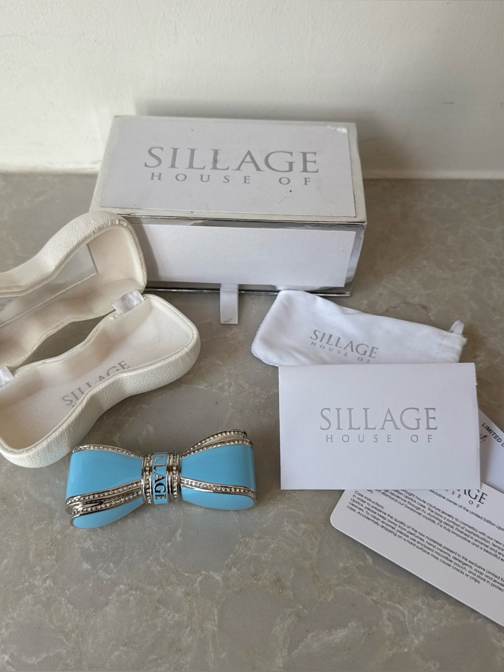 HOUSE of SILLAGE Lipstick Case Blue Swarovski Crystals New In Box